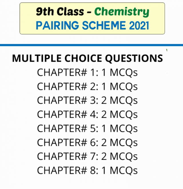 Th Chemistry Pairing Scheme Nd Year Pairing Scheme